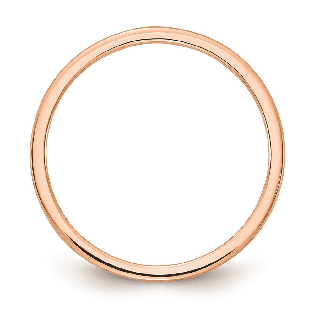 Alternate view of the 1.2mm 10k Rose Gold Half Round Satin Stackable Band by The Black Bow Jewelry Co.