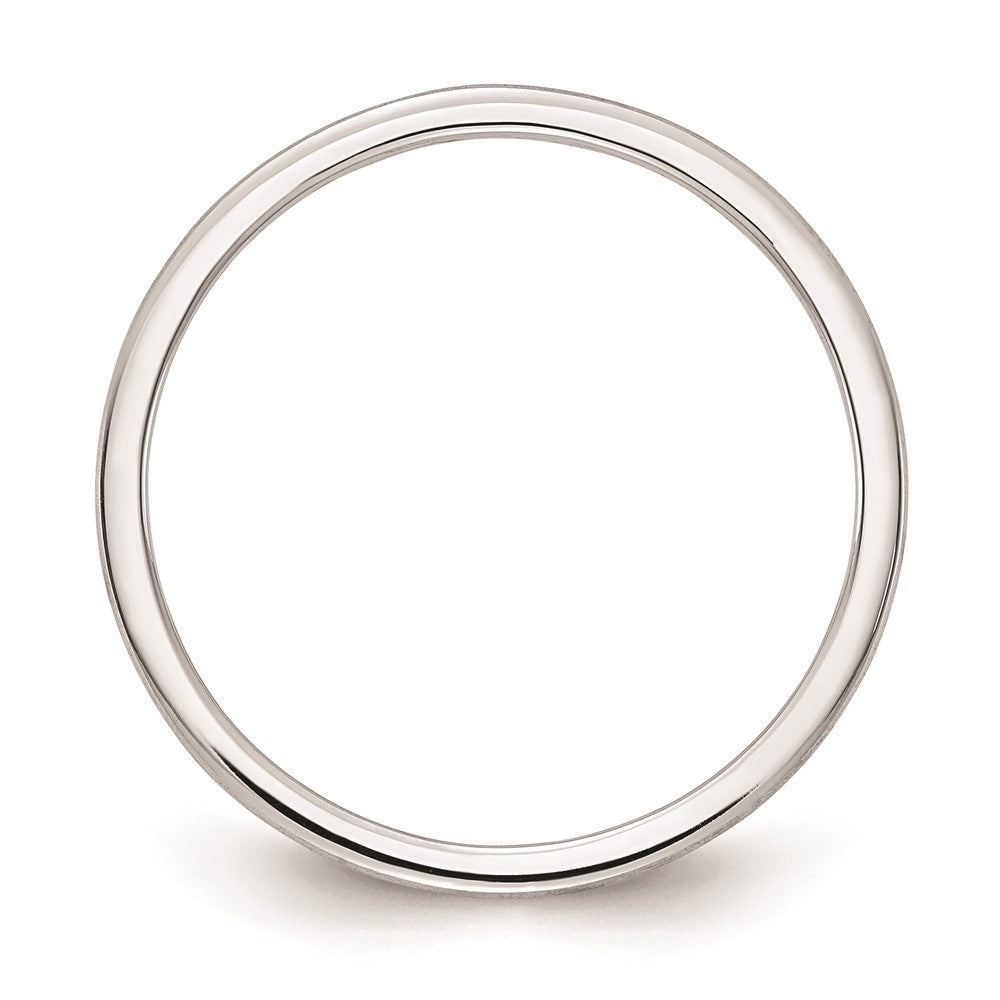 Alternate view of the 1.2mm 10k White Gold Half Round Satin Stackable Band by The Black Bow Jewelry Co.