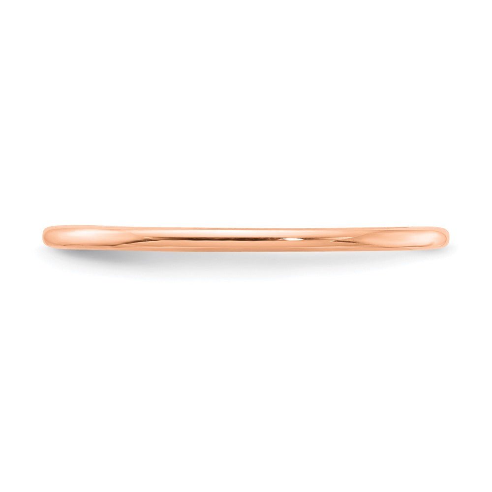 Alternate view of the 1.2mm 14k Rose Gold Polished Half Round Stackable Band by The Black Bow Jewelry Co.