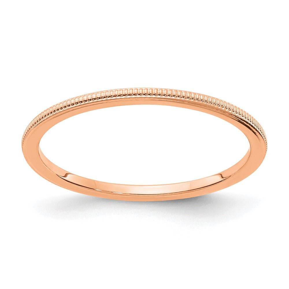 1.2mm 14k Rose Gold Milgrain Stackable Band, Item R11353 by The Black Bow Jewelry Co.