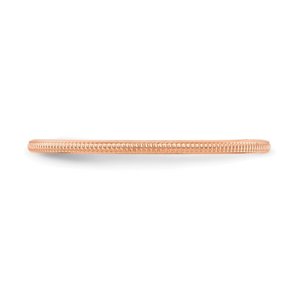 Alternate view of the 1.2mm 14k Rose Gold Milgrain Stackable Band by The Black Bow Jewelry Co.