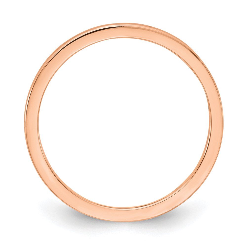 Alternate view of the 1.2mm 14k Rose Gold Crisscross Flat Stackable Band by The Black Bow Jewelry Co.