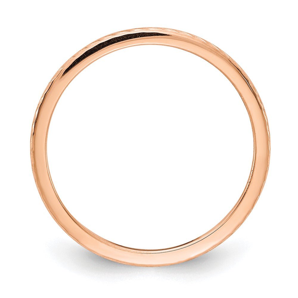 Alternate view of the 1.2mm 14k Rose Gold Twisted Pattern Stackable Band by The Black Bow Jewelry Co.