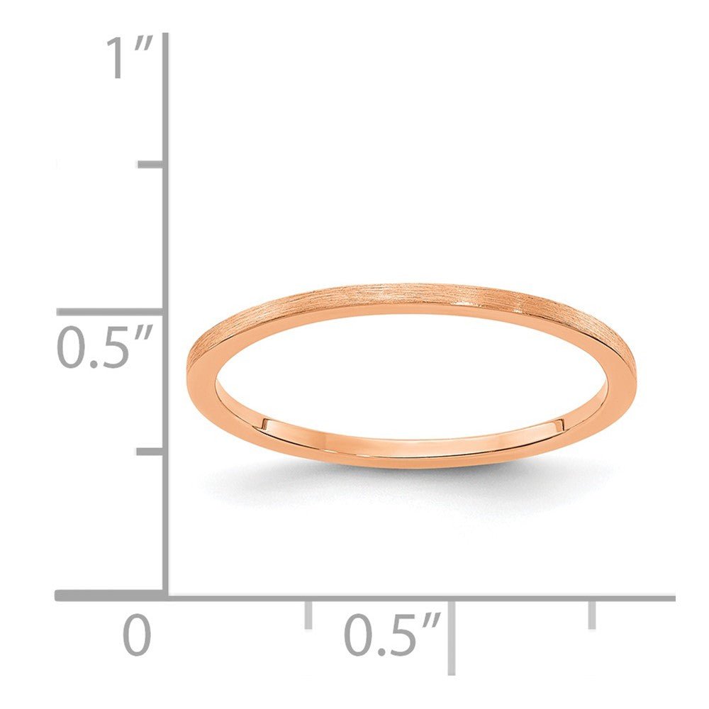 Alternate view of the 1.2mm 14k Rose Gold Flat Satin Stackable Band by The Black Bow Jewelry Co.