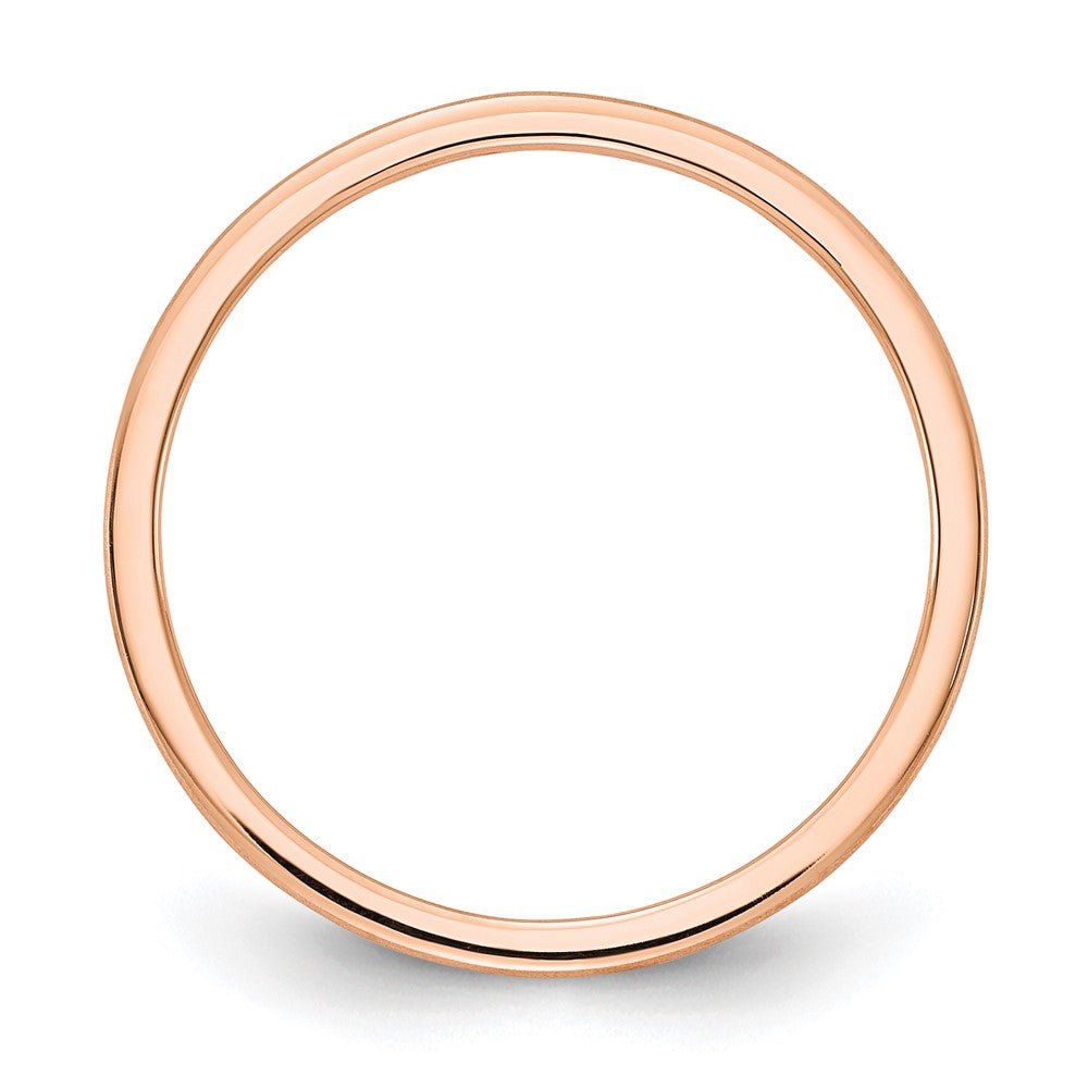 Alternate view of the 1.2mm 14k Rose Gold Half Round Satin Stackable Band by The Black Bow Jewelry Co.