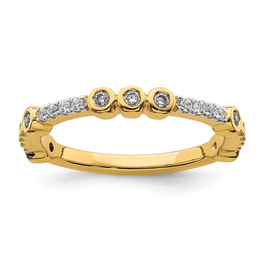 2mm 14k Yellow Gold White Topaz &amp; .08 Ctw Diamond Stackable Band, Item R11374 by The Black Bow Jewelry Co.