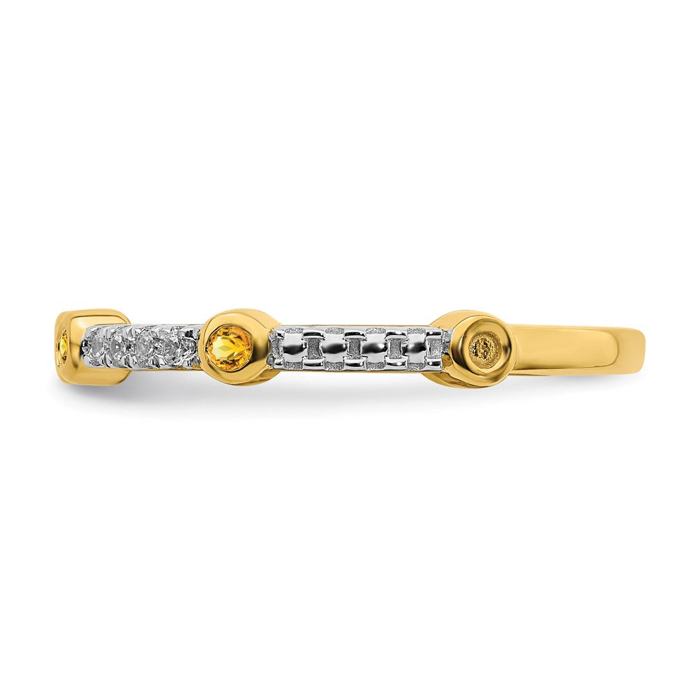 Alternate view of the 2mm 14k Yellow Gold Citrine &amp; .08 Ctw Diamond Stackable Band by The Black Bow Jewelry Co.