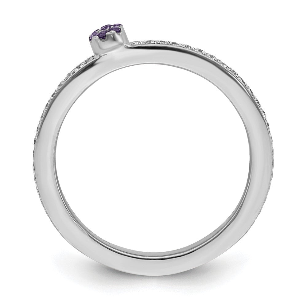 Alternate view of the 14k White Gold, Amethyst &amp; 1/8 Ctw Diamond Stackable Ring by The Black Bow Jewelry Co.