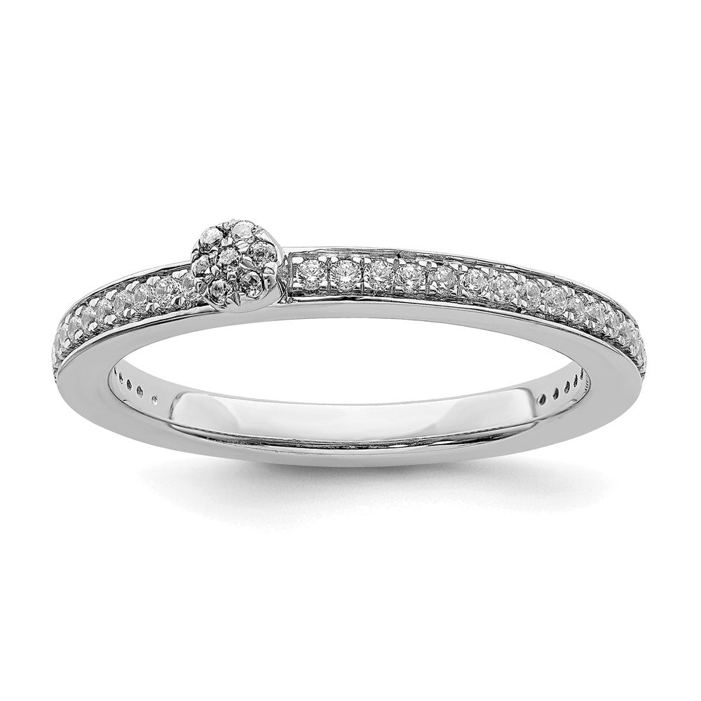 14k White Gold, White Topaz & 1/8 Ctw Diamond Stackable Ring, Item R11386 by The Black Bow Jewelry Co.