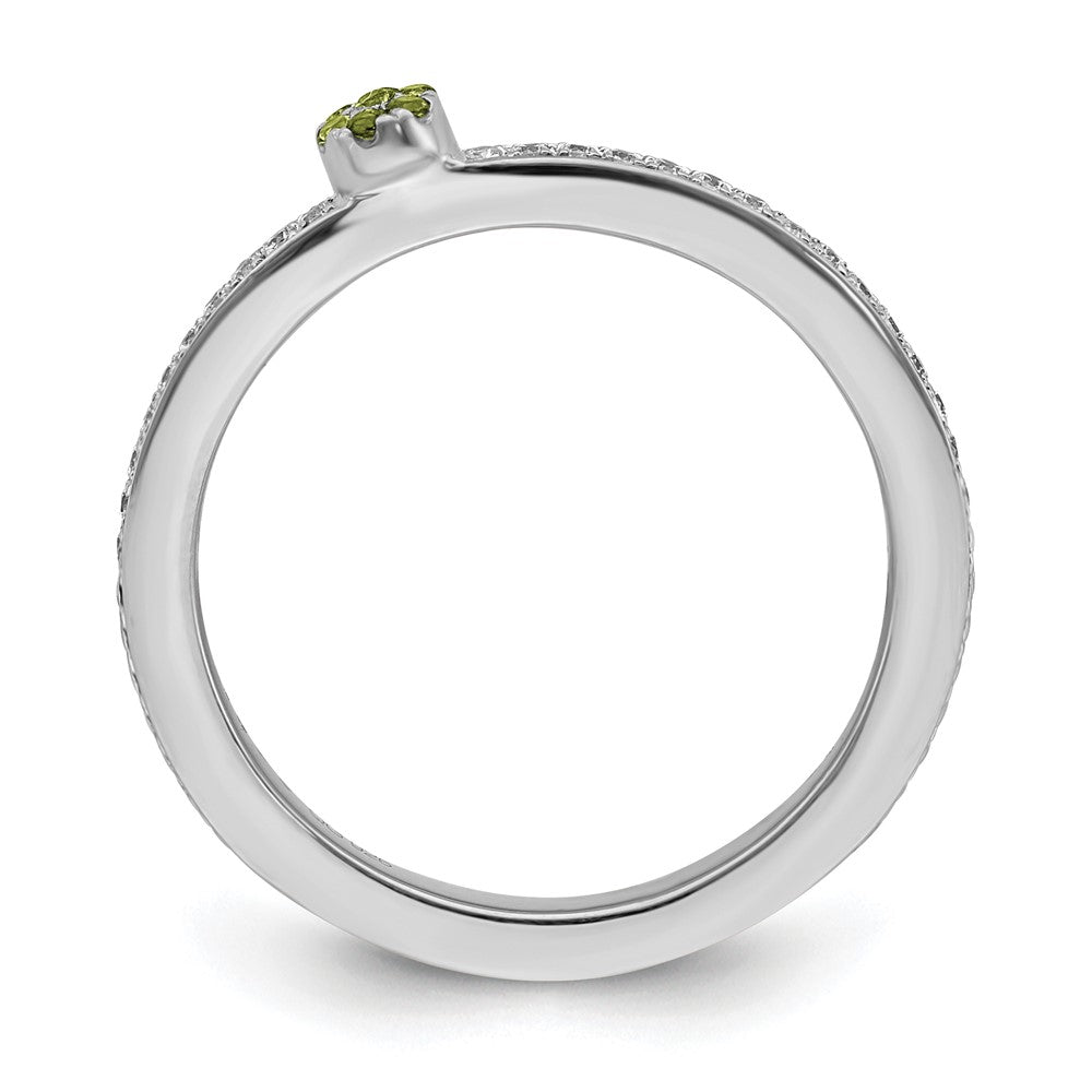 Alternate view of the 14k White Gold, Peridot &amp; 1/8 Ctw Diamond Stackable Ring by The Black Bow Jewelry Co.