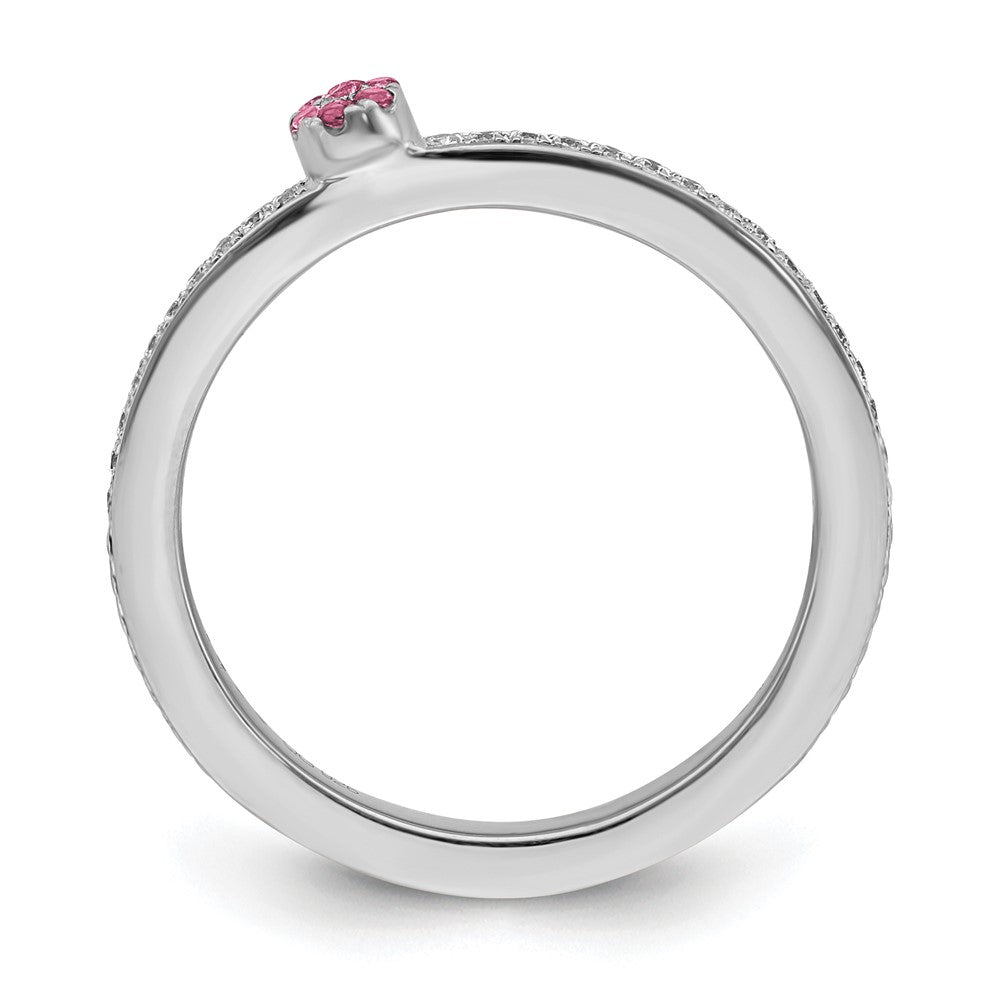 Alternate view of the 14k White Gold, Pink Tourmaline &amp; 1/8 Ctw Diamond Stackable Ring by The Black Bow Jewelry Co.