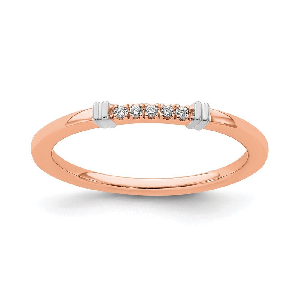 1.5mm 14k Rose &amp; White Gold .04 Ctw Diamond Stackable Band, Item R11398 by The Black Bow Jewelry Co.