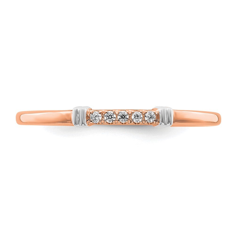 Alternate view of the 1.5mm 14k Rose &amp; White Gold .04 Ctw Diamond Stackable Band by The Black Bow Jewelry Co.