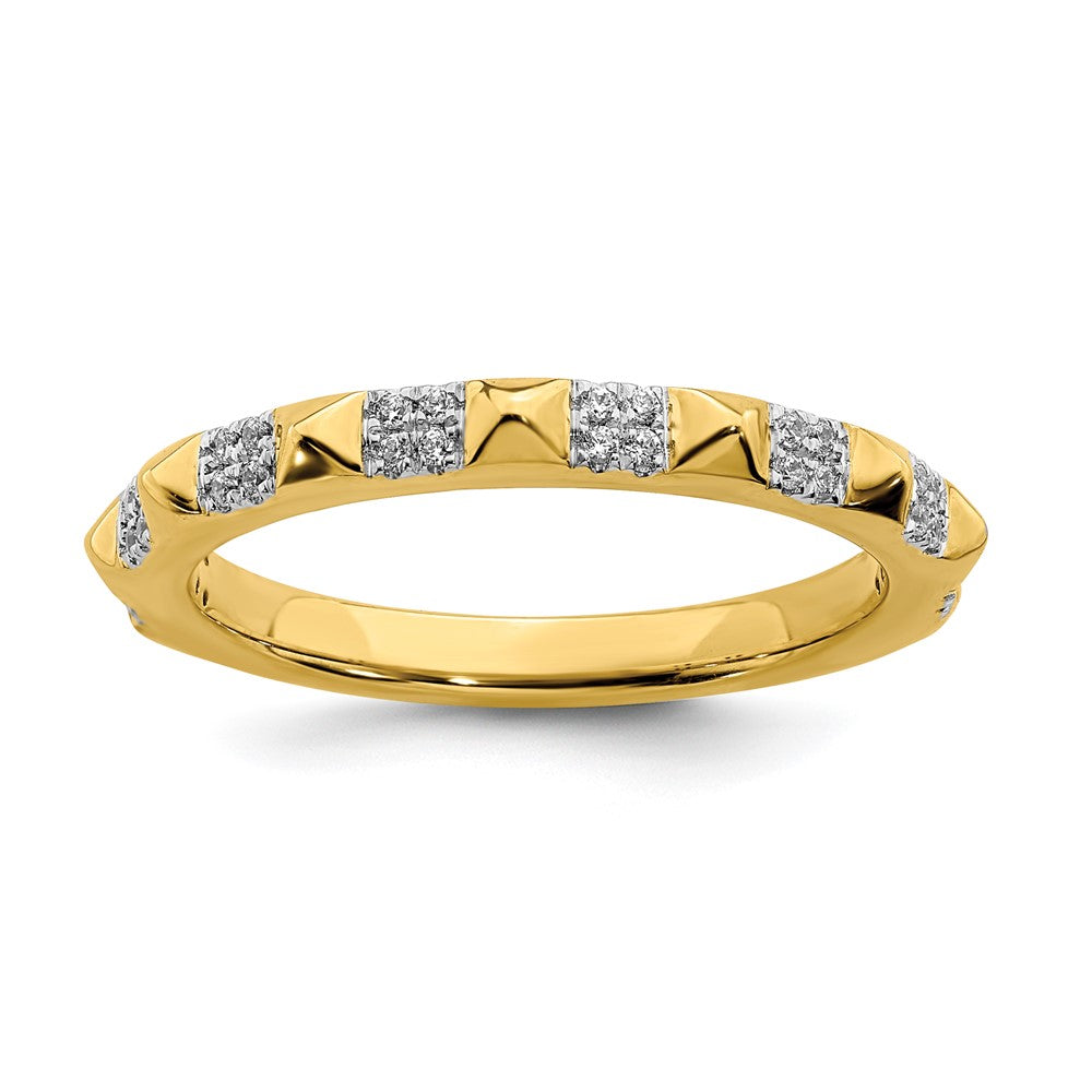 2.25mm 14k Yellow Gold 1/8 Ctw Diamond Stackable Pyramid Band, Item R11401 by The Black Bow Jewelry Co.