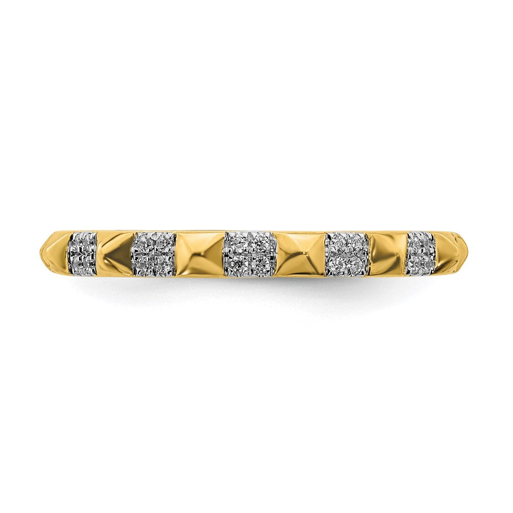 Alternate view of the 2.25mm 14k Yellow Gold 1/8 Ctw Diamond Stackable Pyramid Band by The Black Bow Jewelry Co.