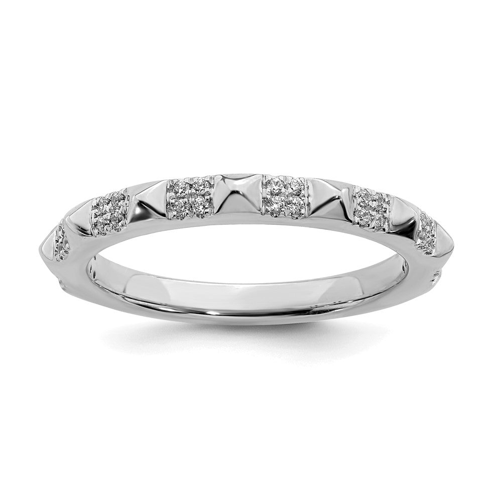 2.25mm 14k White Gold 1/8 Ctw Diamond Stackable Pyramid Band, Item R11402 by The Black Bow Jewelry Co.