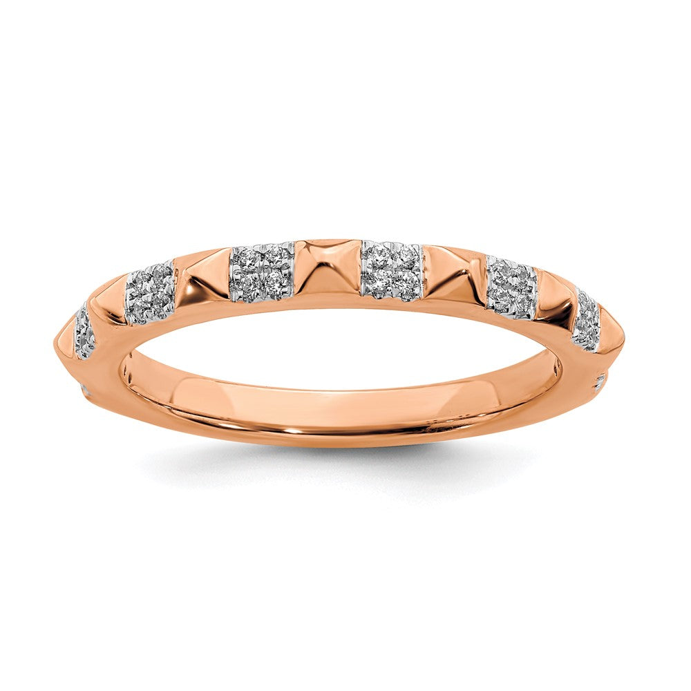 2.25mm 14k Rose Gold 1/8 Ctw Diamond Stackable Pyramid Band, Item R11403 by The Black Bow Jewelry Co.