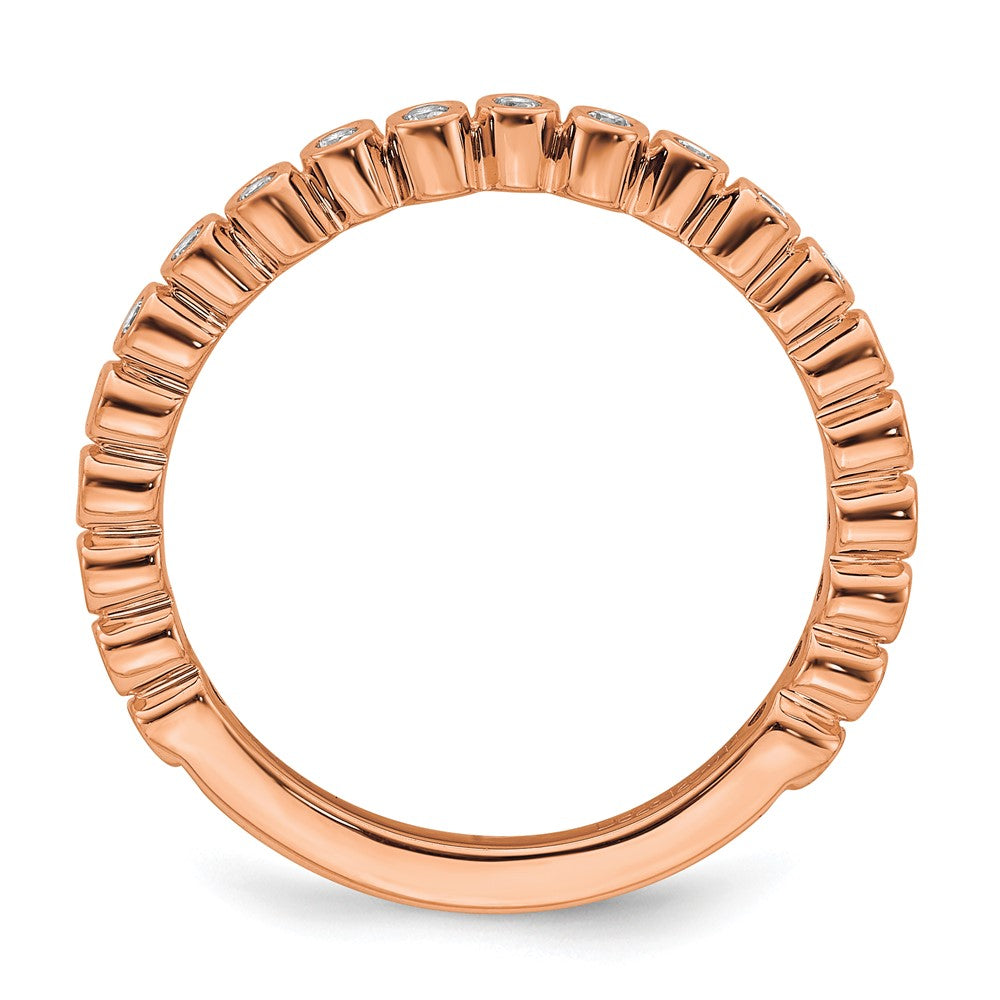 Alternate view of the 2.5mm 14k Rose Gold 1/10 Ctw Diamond Stackable Band by The Black Bow Jewelry Co.