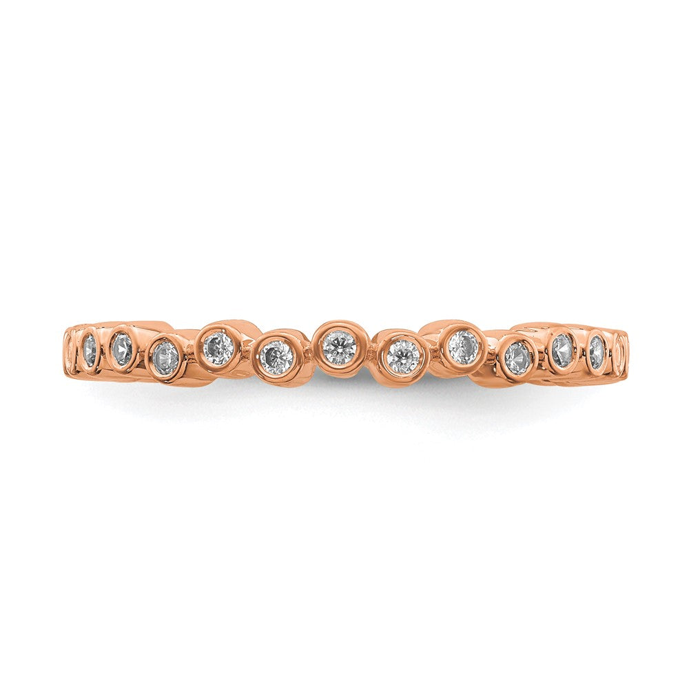 Alternate view of the 2.5mm 14k Rose Gold 1/10 Ctw Diamond Stackable Band by The Black Bow Jewelry Co.