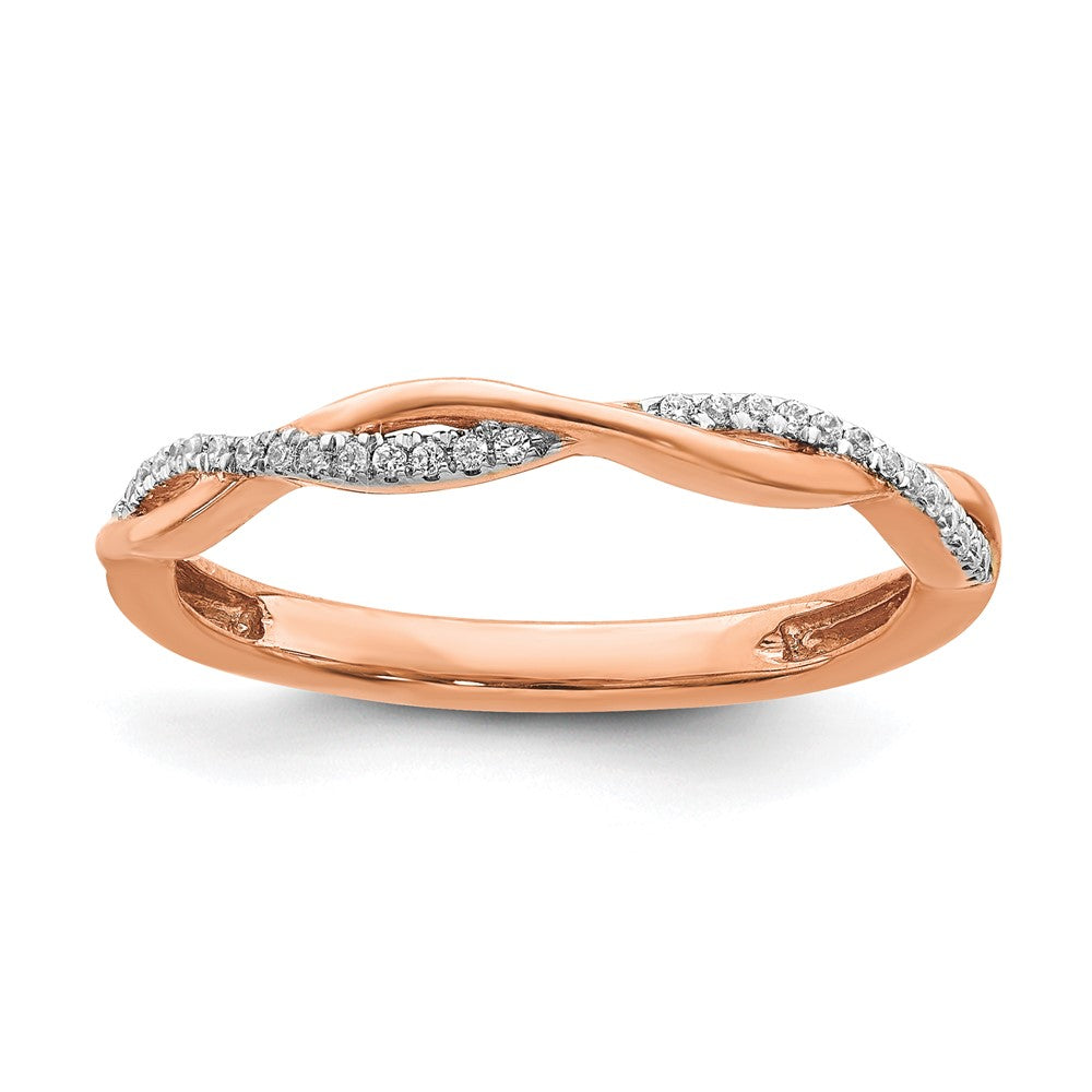 2mm 14k Rose Gold 1/15 Ctw Diamond Stackable Twist Band, Item R11409 by The Black Bow Jewelry Co.