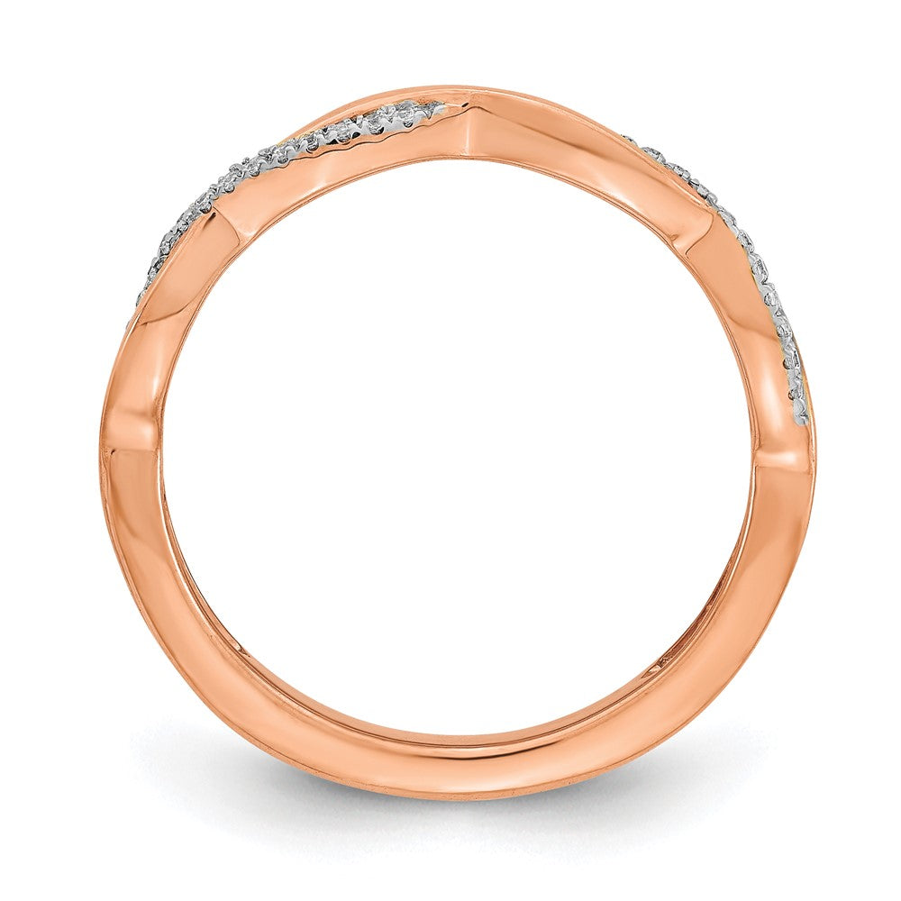 Alternate view of the 2mm 14k Rose Gold 1/15 Ctw Diamond Stackable Twist Band by The Black Bow Jewelry Co.