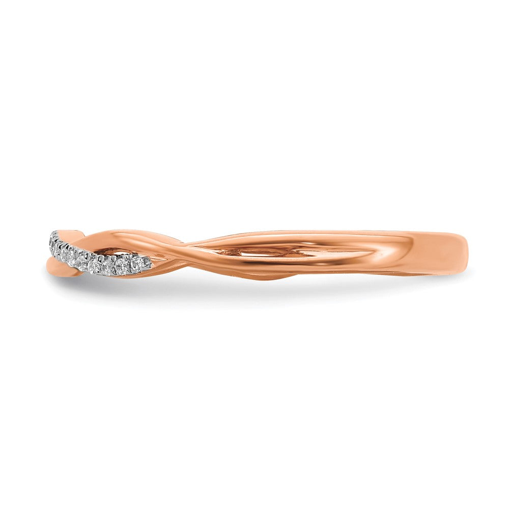 Alternate view of the 2mm 14k Rose Gold 1/15 Ctw Diamond Stackable Twist Band by The Black Bow Jewelry Co.