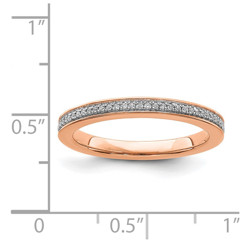Alternate view of the 2.25mm 14k Rose Gold 1/10 Ctw Diamond Stackable Band by The Black Bow Jewelry Co.
