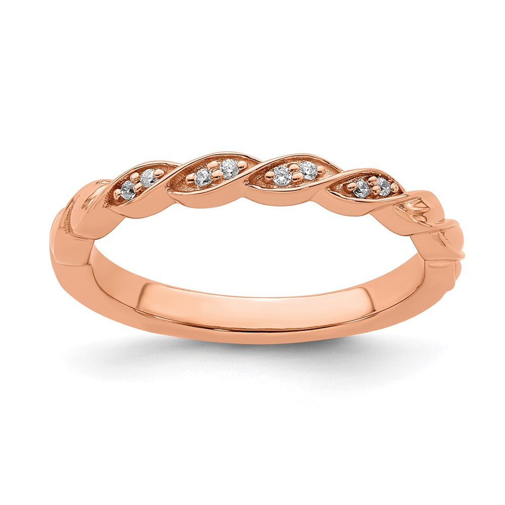 2.5mm 14k Rose Gold .04 Ctw Diamond Stackable Twist Band, Item R11415 by The Black Bow Jewelry Co.
