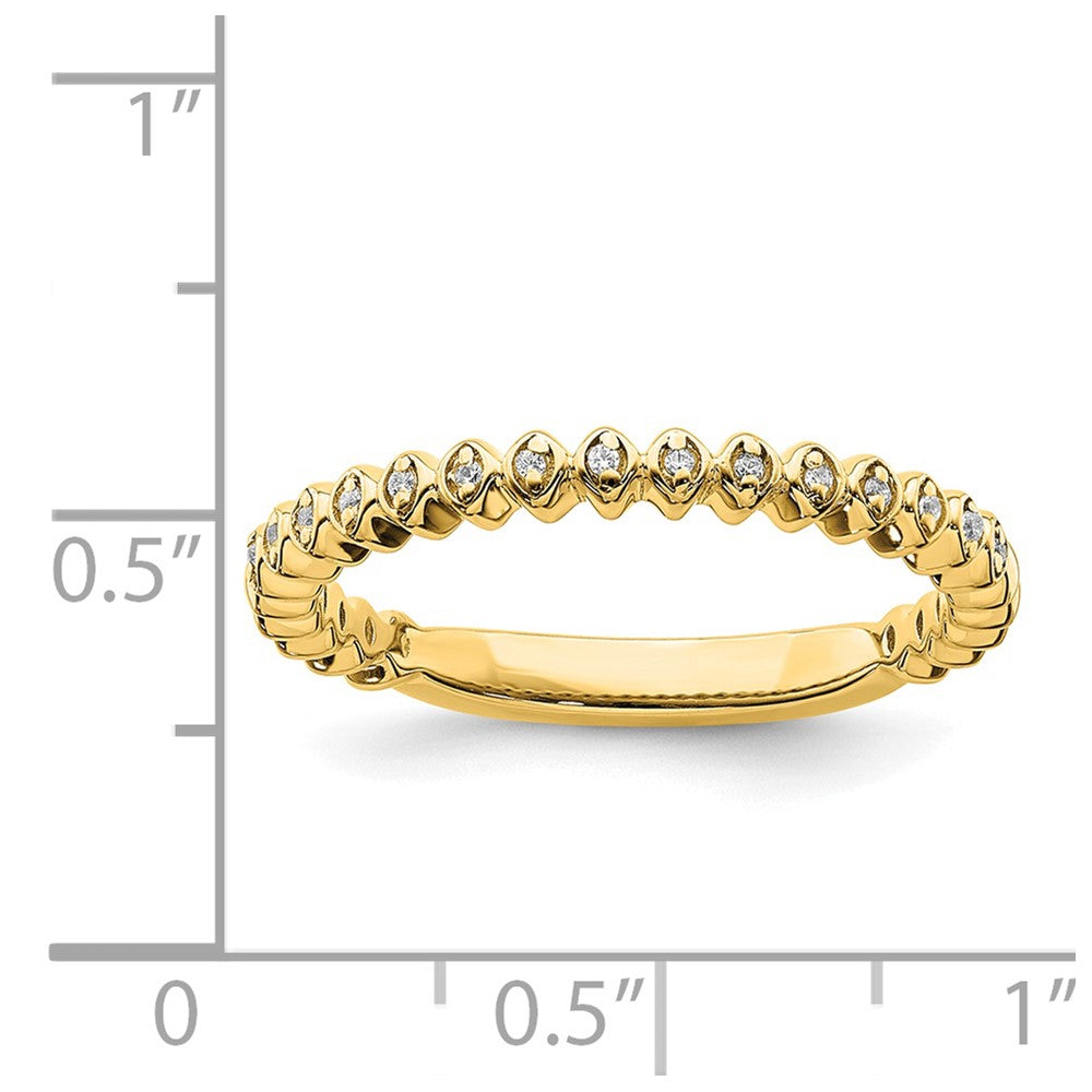 Alternate view of the 2.25mm 14k Yellow Gold 1/20 Ctw Diamond Stackable Band by The Black Bow Jewelry Co.