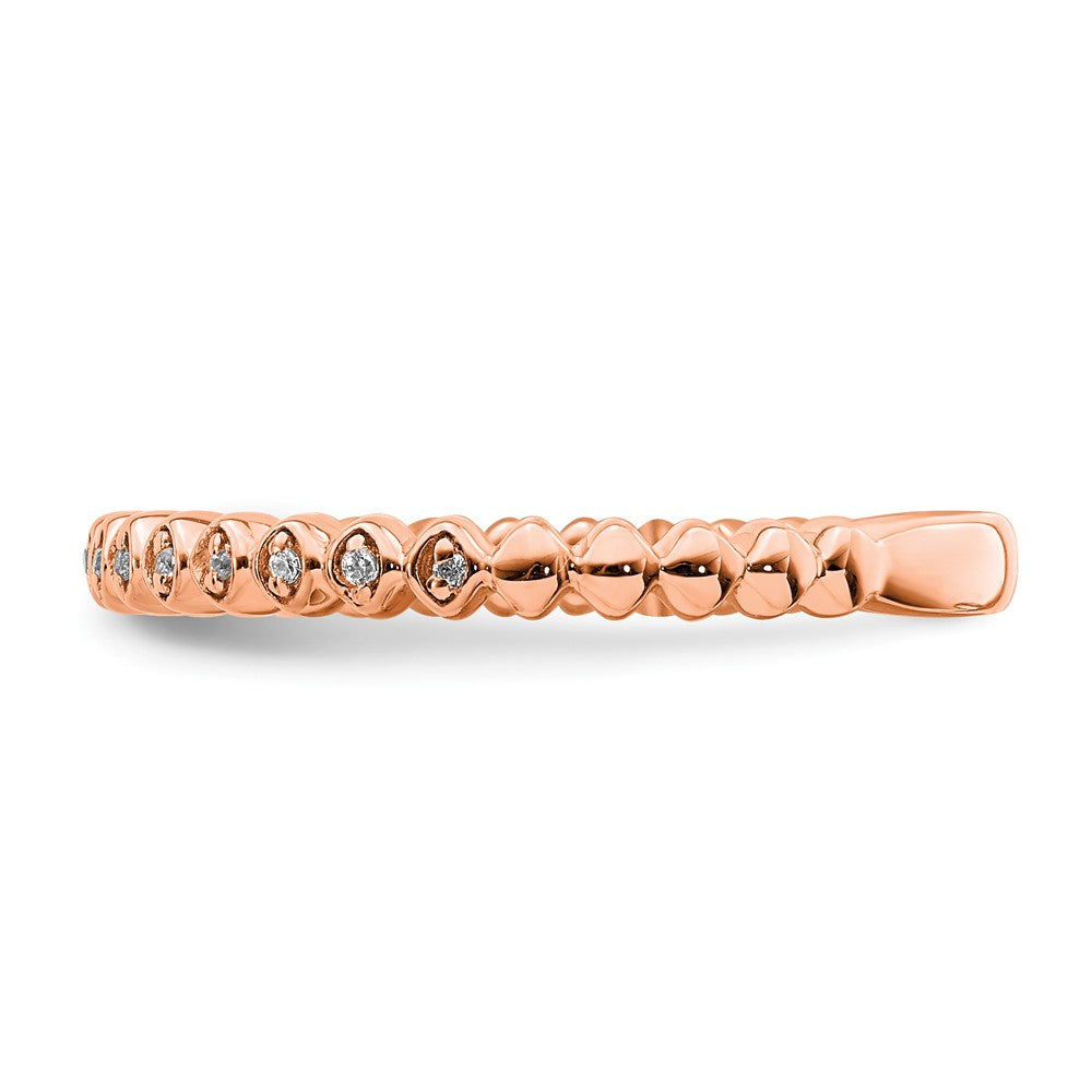 Alternate view of the 2.25mm 14k Rose Gold 1/20 Ctw Diamond Stackable Band by The Black Bow Jewelry Co.