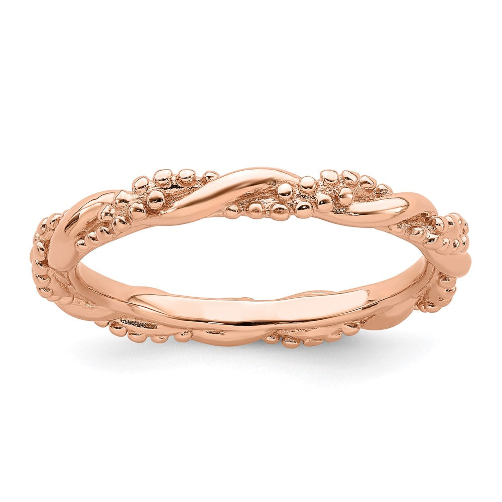 2.25mm Sterling Silver 14k Rose Gold Plated Stackable Twist Band, Item R11424 by The Black Bow Jewelry Co.