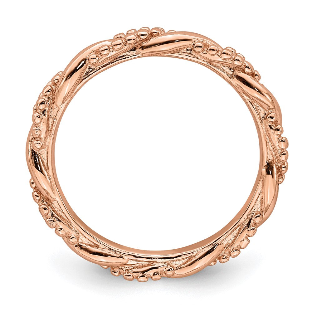 Alternate view of the 2.25mm Sterling Silver 14k Rose Gold Plated Stackable Twist Band by The Black Bow Jewelry Co.