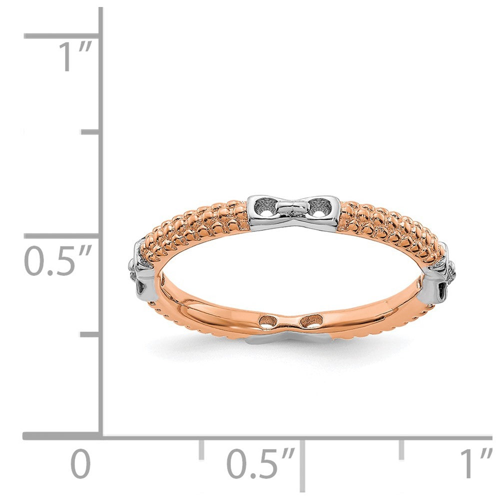 Alternate view of the 2mm Sterling Silver &amp; 14k Rose Gold Plated Stackable Band by The Black Bow Jewelry Co.