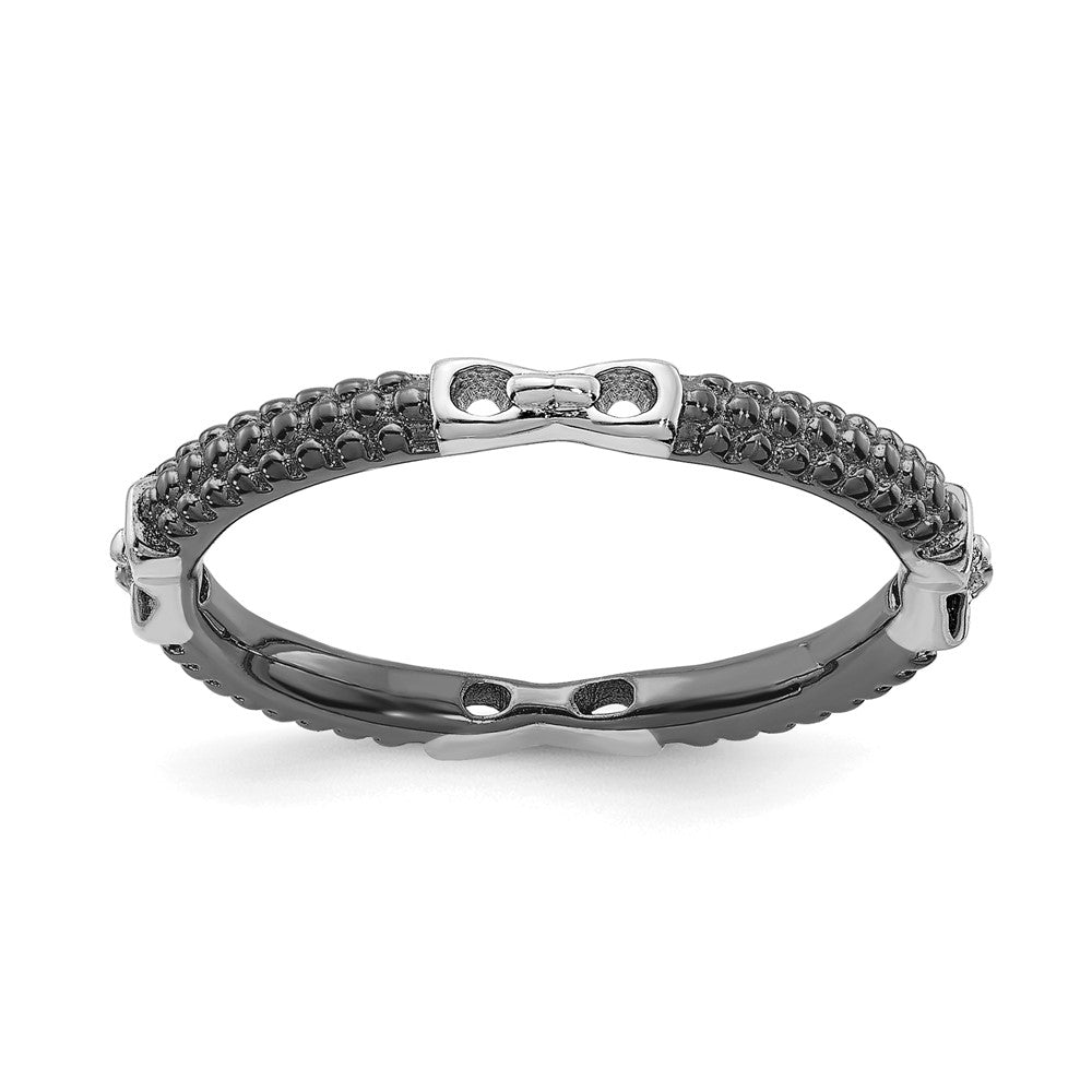 2mm Sterling Silver &amp; Black Ruthenium Plated Stackable Band, Item R11429 by The Black Bow Jewelry Co.