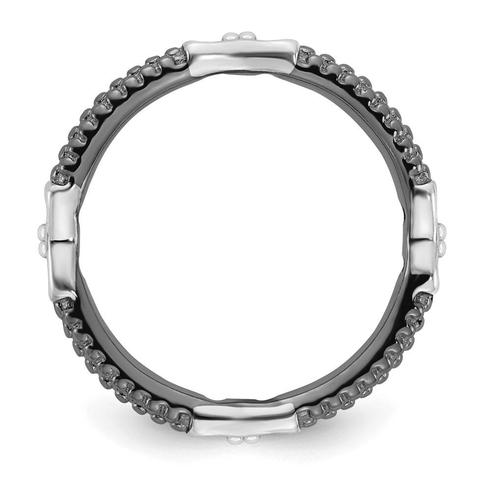Alternate view of the 2mm Sterling Silver &amp; Black Ruthenium Plated Stackable Band by The Black Bow Jewelry Co.