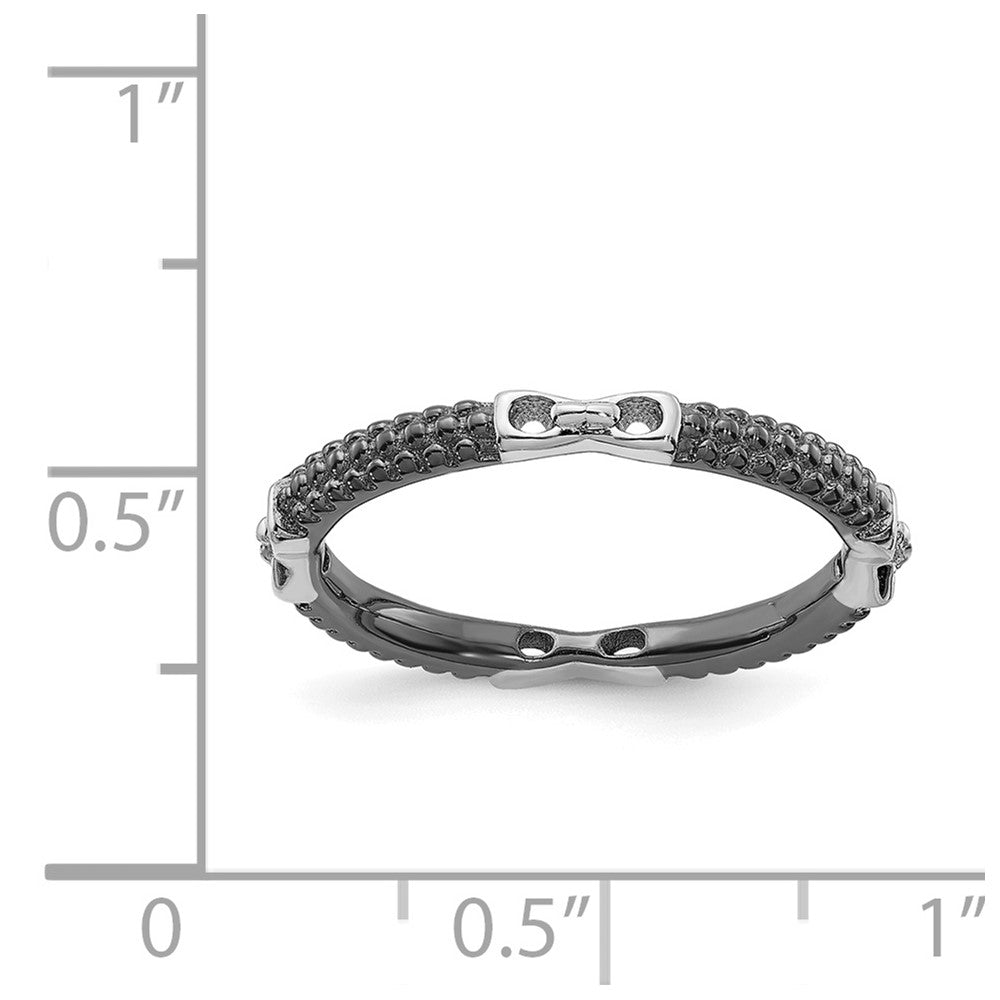 Alternate view of the 2mm Sterling Silver &amp; Black Ruthenium Plated Stackable Band by The Black Bow Jewelry Co.