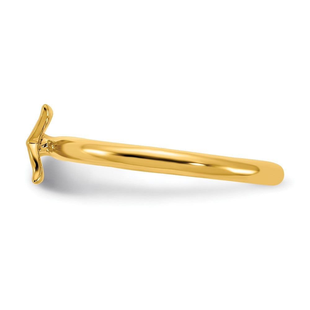 Alternate view of the Sterling Silver 14k Yellow Gold Plated Stackable Whale Tail Ring by The Black Bow Jewelry Co.