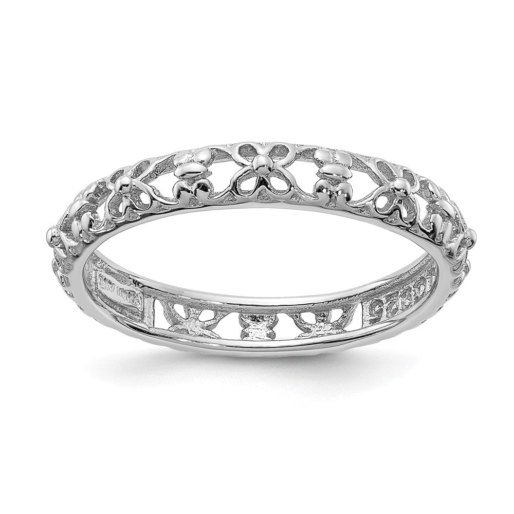 3.25mm Sterling Silver Rhodium Plated Stackable Butterfly Band, Item R11435 by The Black Bow Jewelry Co.