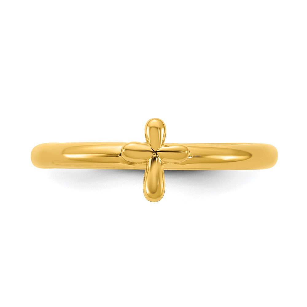 Alternate view of the Sterling Silver 14k Yellow Gold Plated Stackable Cross Ring by The Black Bow Jewelry Co.