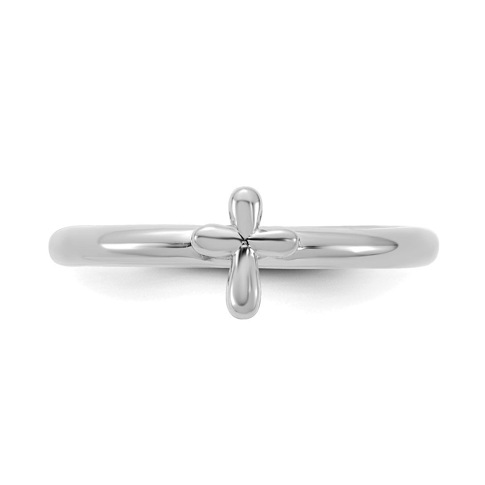 Alternate view of the Sterling Silver Rhodium Plated Stackable Cross Ring by The Black Bow Jewelry Co.