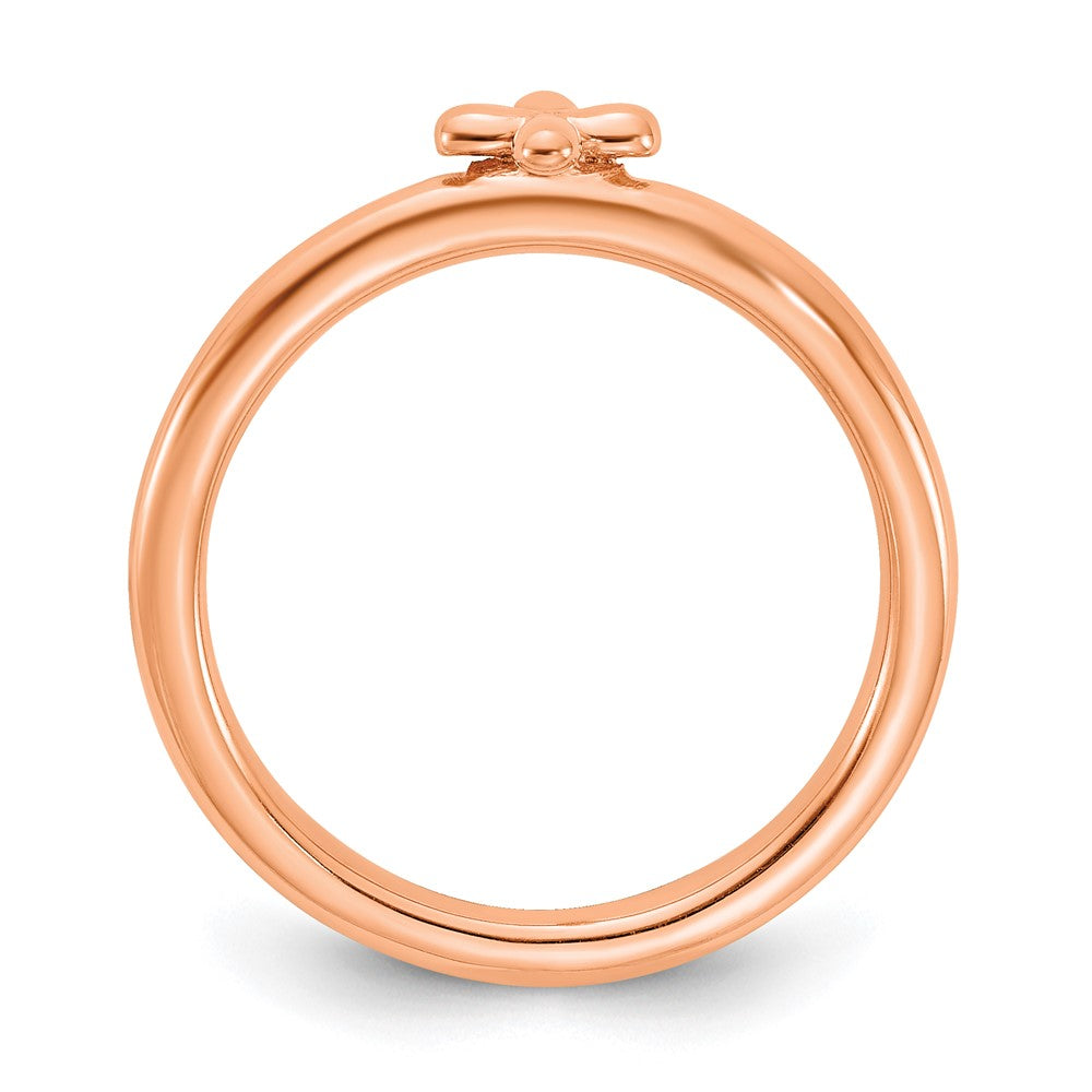 Alternate view of the Sterling Silver 14k Rose Gold Plated Stackable Cross Ring by The Black Bow Jewelry Co.