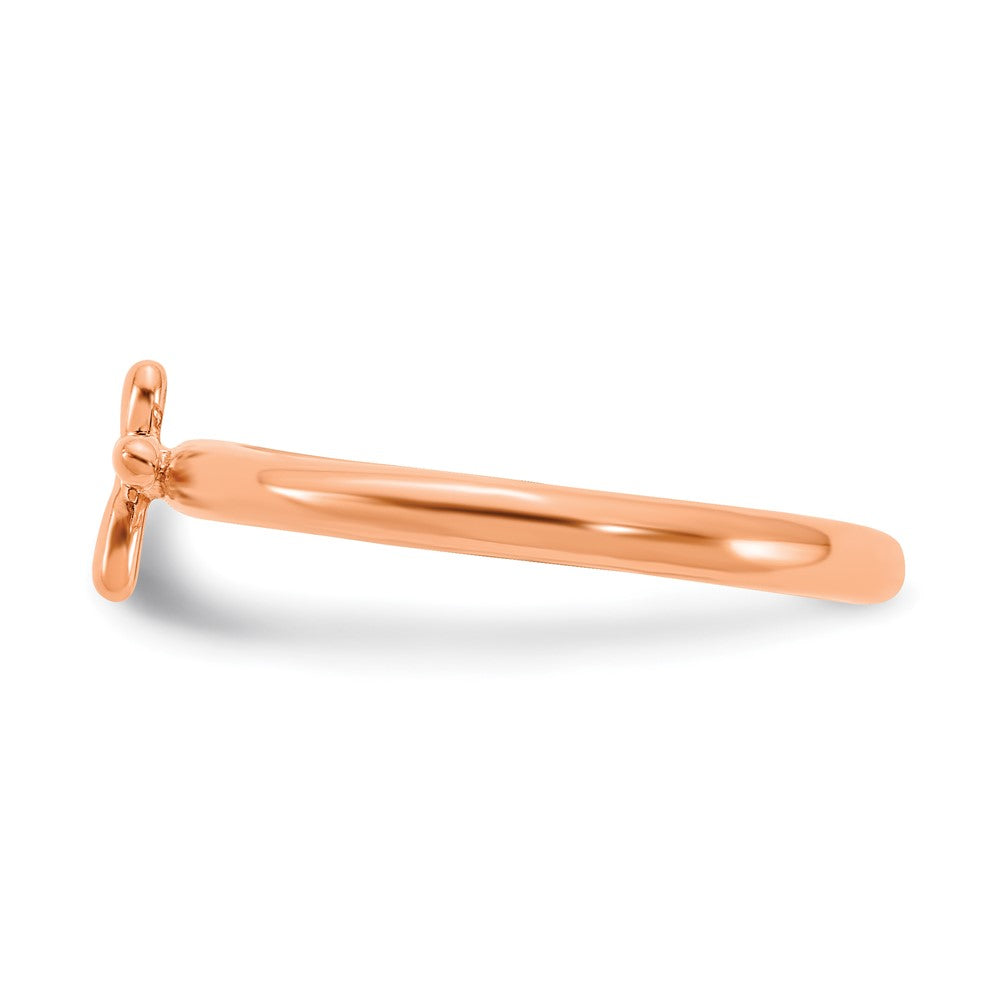 Alternate view of the Sterling Silver 14k Rose Gold Plated Stackable Cross Ring by The Black Bow Jewelry Co.