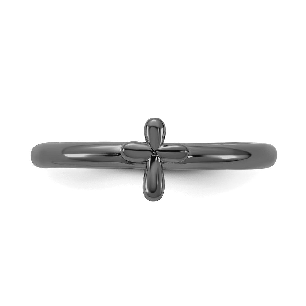 Alternate view of the Sterling Silver Black Ruthenium Plated Stackable Cross Ring by The Black Bow Jewelry Co.