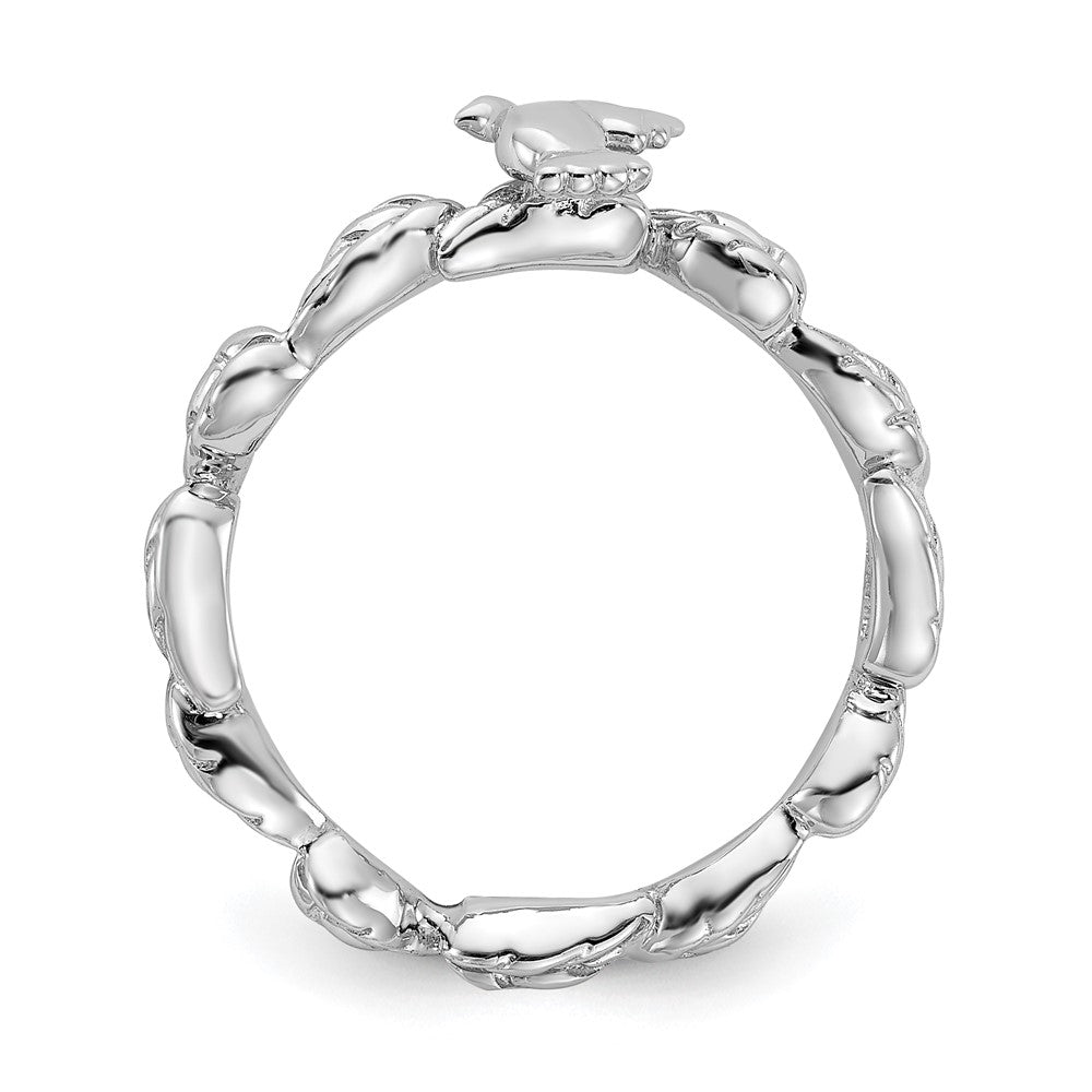Alternate view of the Sterling Silver Rhodium Plated Stackable Dove Ring by The Black Bow Jewelry Co.