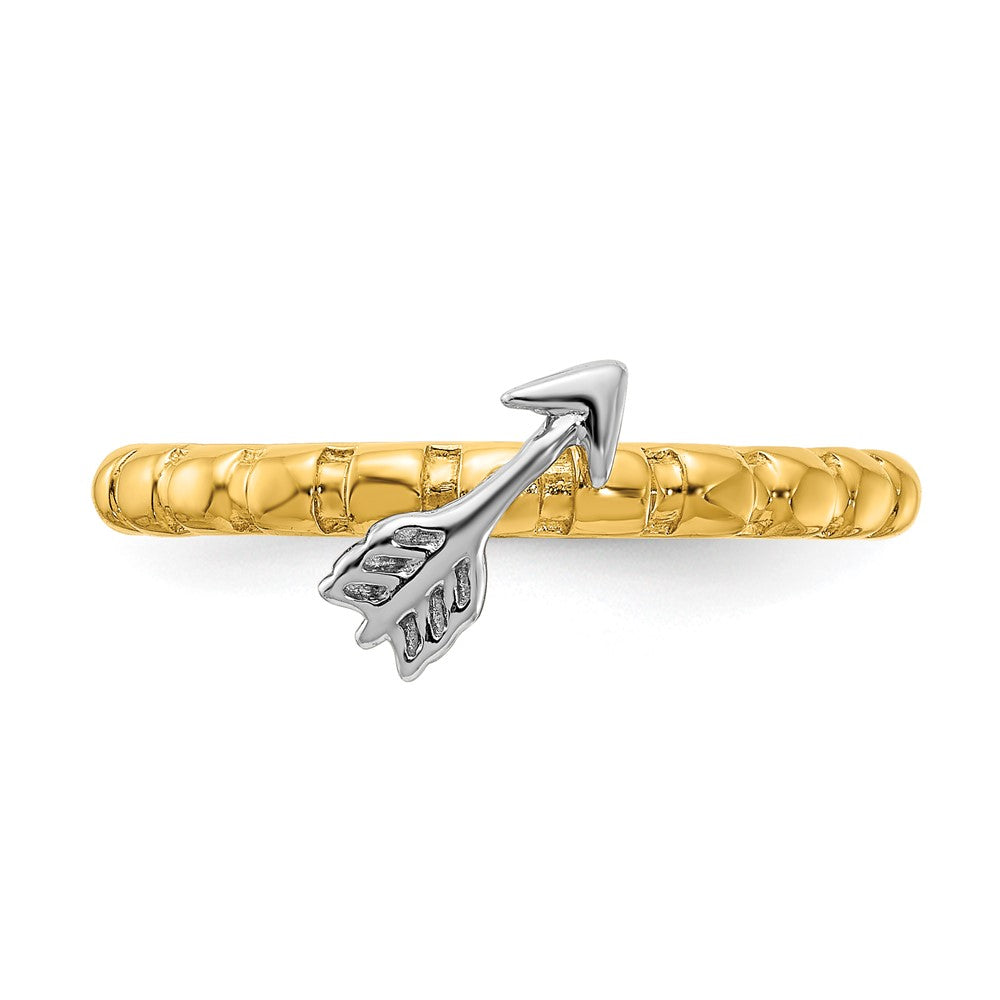 Alternate view of the Sterling Silver 14k Yellow Gold &amp; Rhodium Plated Stack Arrow Ring by The Black Bow Jewelry Co.