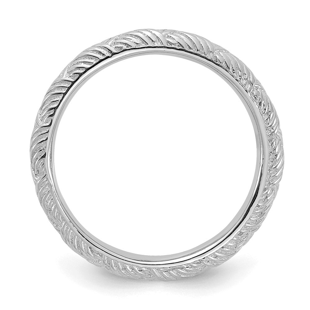 Alternate view of the 2.25mm Sterling Silver Rhodium Plated Basket Weave Stack Band by The Black Bow Jewelry Co.