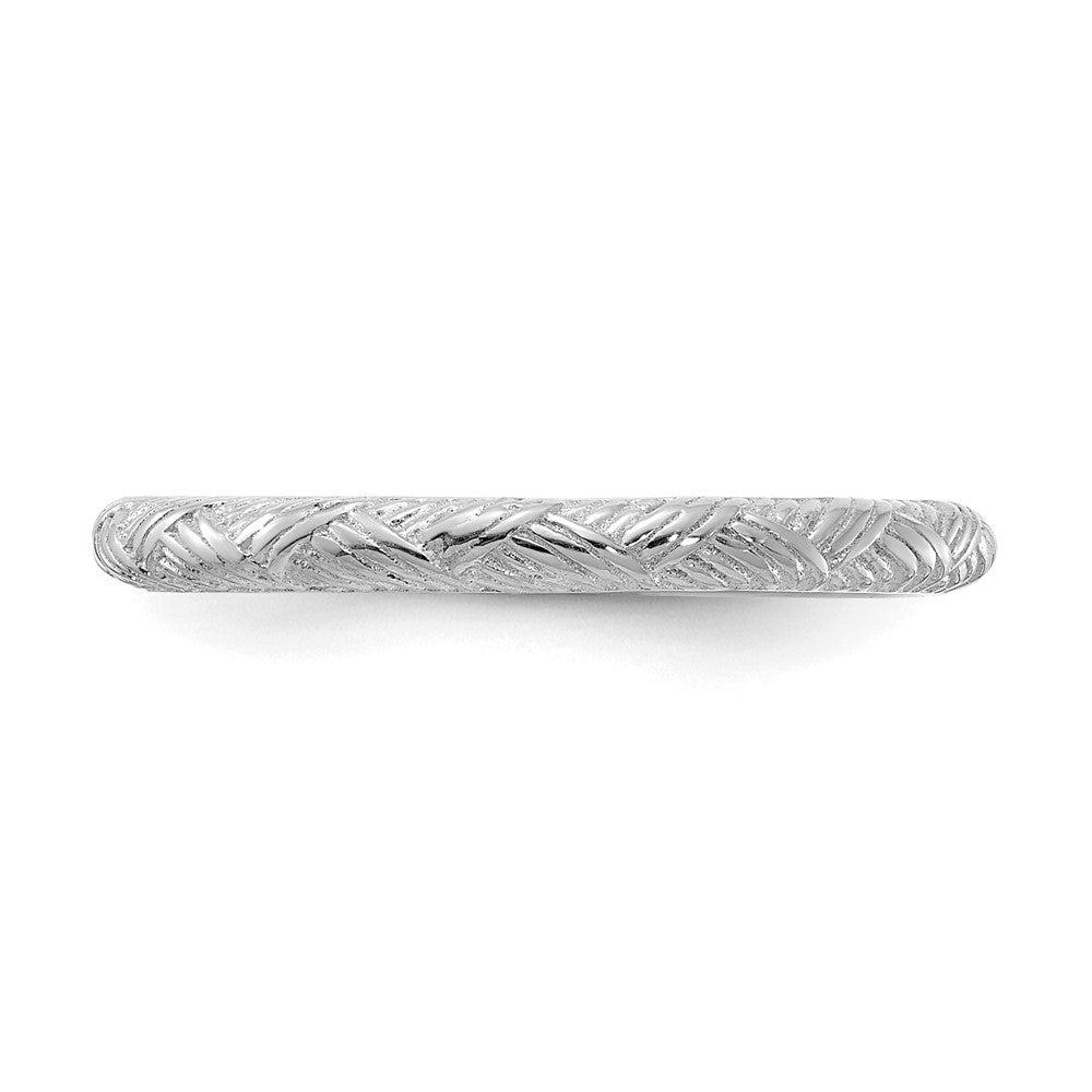 Alternate view of the 2.25mm Sterling Silver Rhodium Plated Basket Weave Stack Band by The Black Bow Jewelry Co.