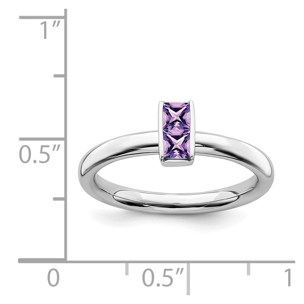 Alternate view of the Sterling Silver Amethyst 2 Stone Bar Stackable Ring by The Black Bow Jewelry Co.