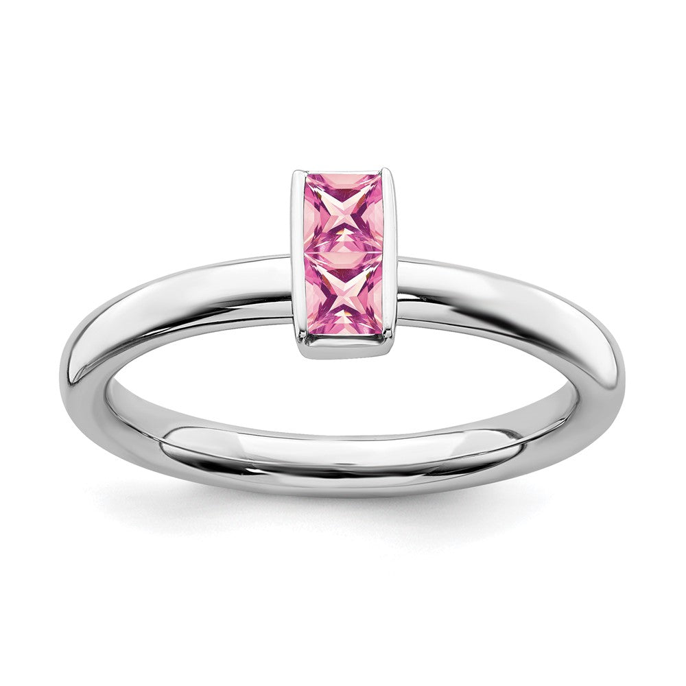 Pink Sapphire Three Stone Engagement Ring, With Diamonds Wedding Ring 1.26  Carat 14K White Gold Certified Unique Handmade