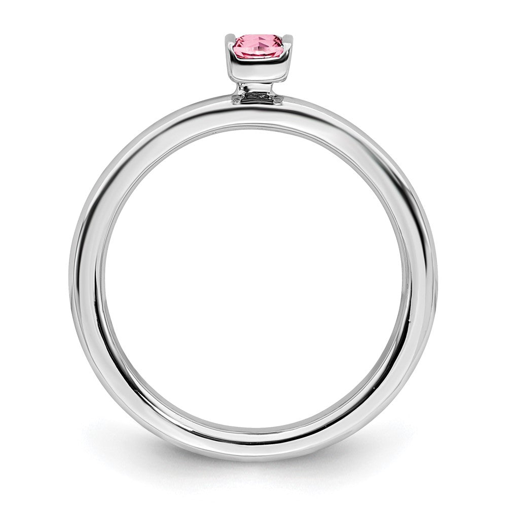 Alternate view of the Sterling Silver Pink Tourmaline 2 Stone Bar Stackable Ring by The Black Bow Jewelry Co.